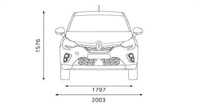 Димензии на предниот дел на автомобилот Renault Captur E-Tech full hybrid
