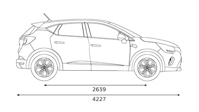 Странични димензии на автомобилот Renault Captur E-Tech full hybrid